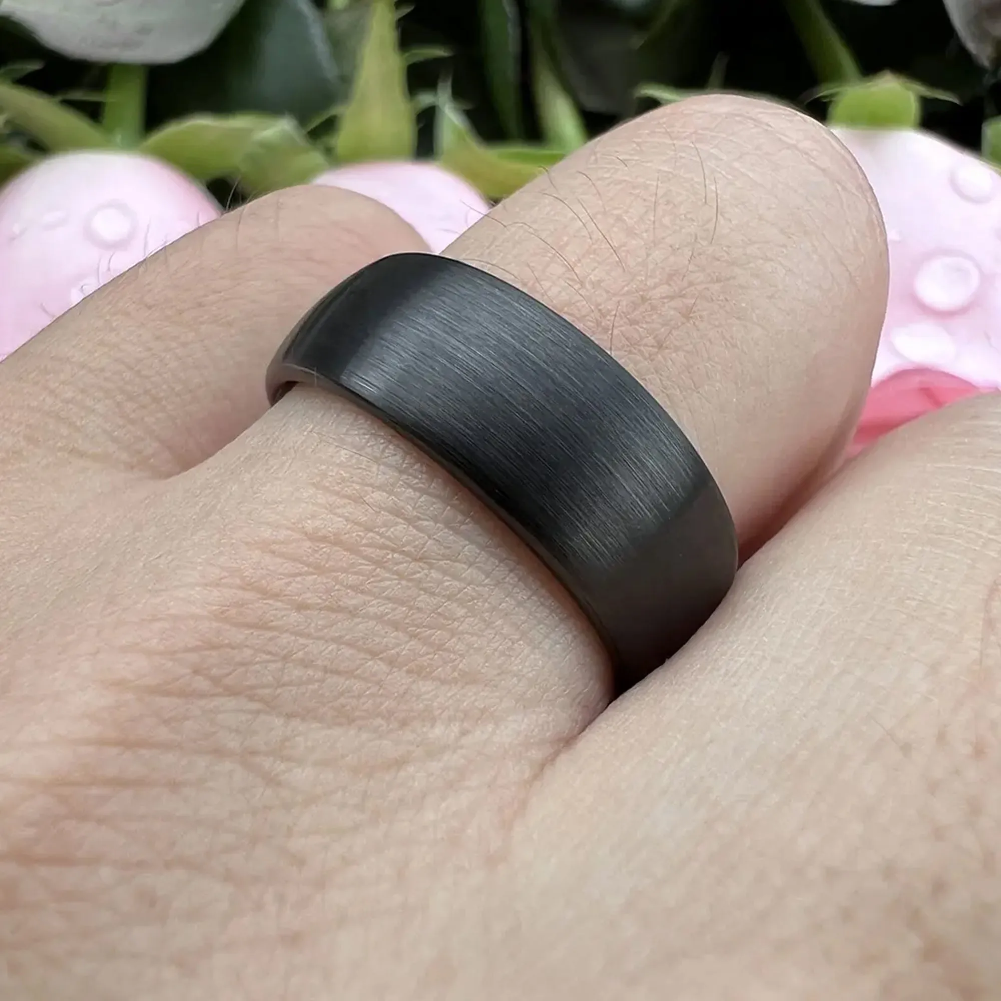 Black Tungsten Carbide Ring For Men and Women. 6mm or 8mm Dome Shape, Barrel, Comfort Fit Wedding Band, Pinky, Statement or Thumb RIng (Copy)