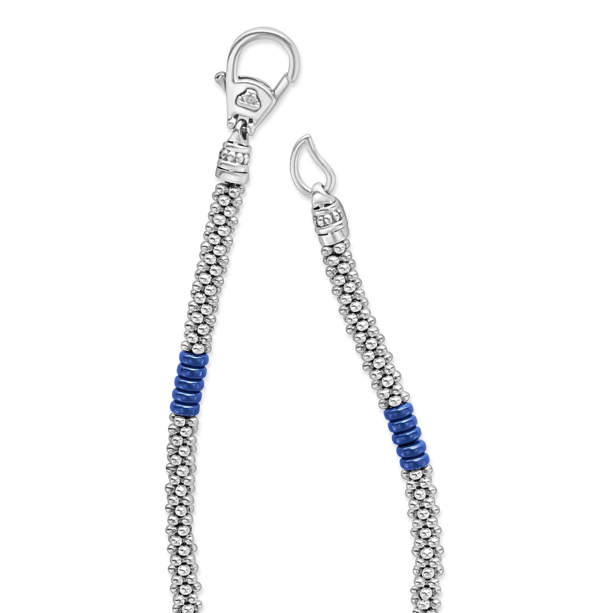 Blue Caviar Silver Station Ceramic Beaded Necklace 3mm