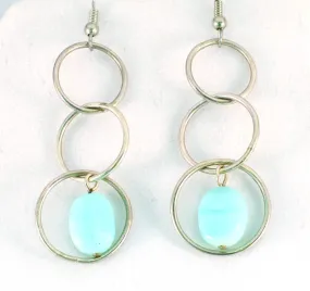 Blue Peruvian Opal Hoop Earrings