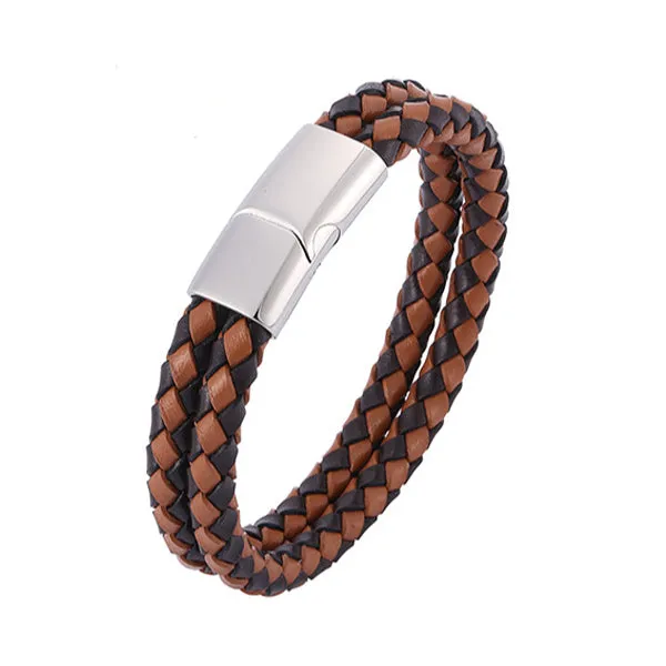 Braided Leather Magnetic Bracelet (Circumference 20.5cm) 真皮編織磁扣手鍊 (鍊長 20.5cm) (KJBR16032)