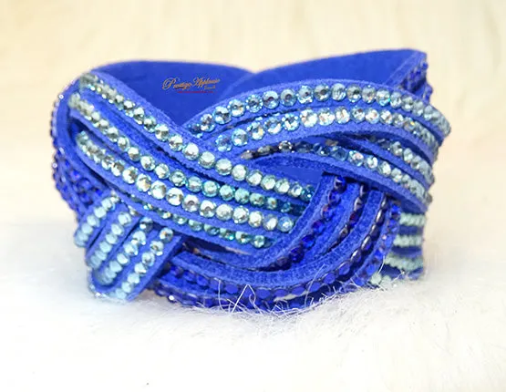 Braided Pink Blue Brown Black Grey Fashion Wrap Bracelet Rhinestone Jewellery