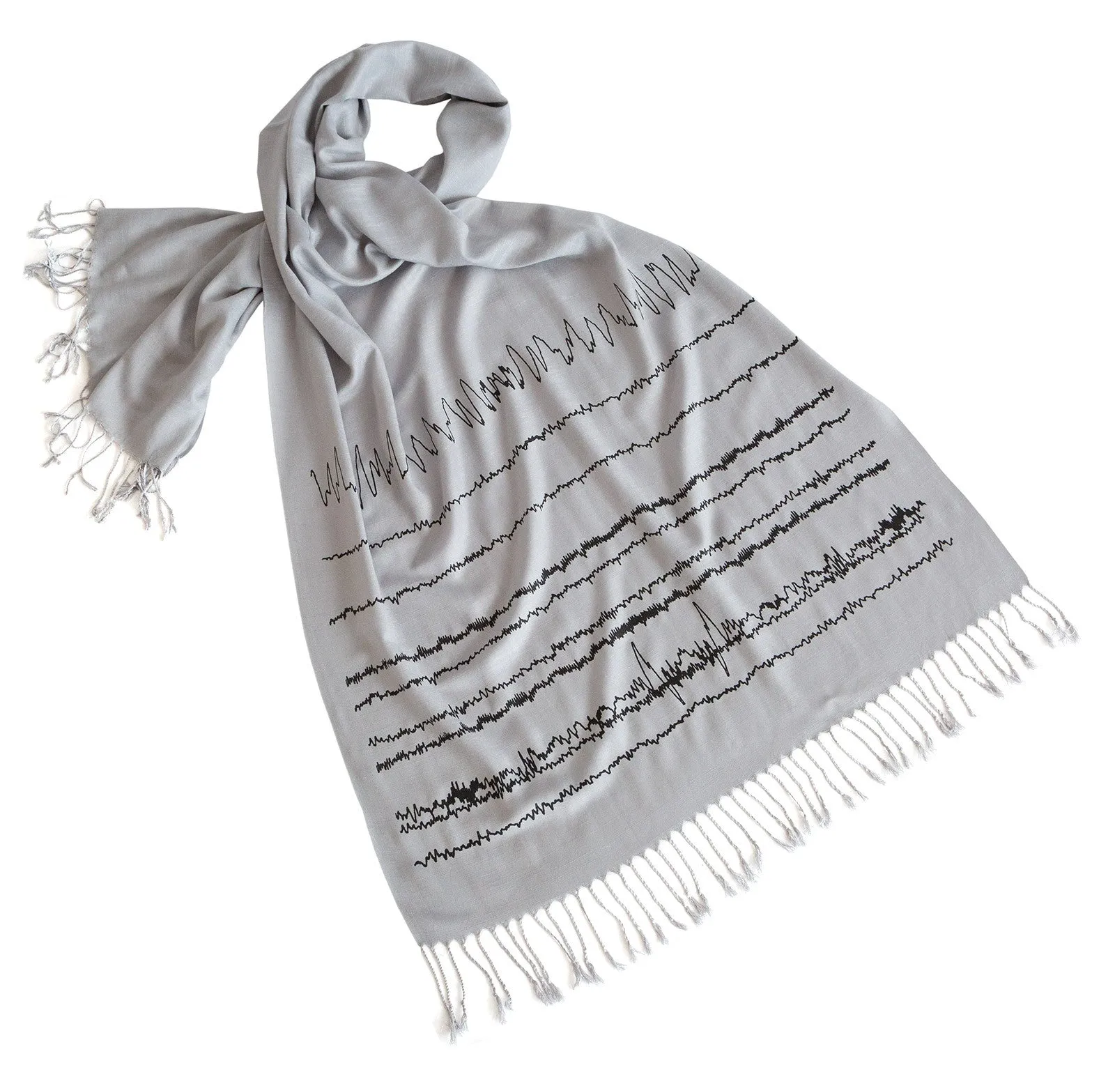 Brainwaves Print Scarf, EEG print linen-weave pashmina