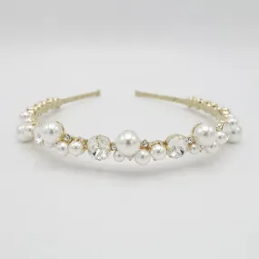 bridal headband thin pearl hairband rhinestone jewel hair accessory for women