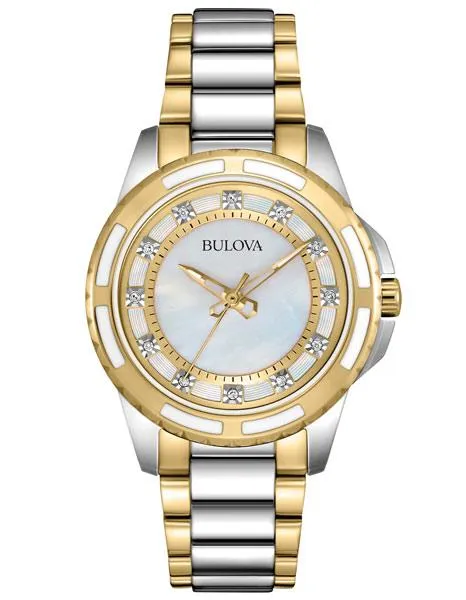 Bulova Diamond Ladies Watch - Mother-of-Pearl - Stainless and Gold-Tone