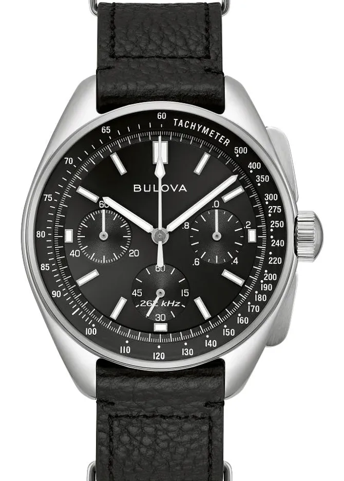 BULOVA GENTS LUNAR PILOT CHRONOGRAPH MOON WATCH STAINLESS 96K111