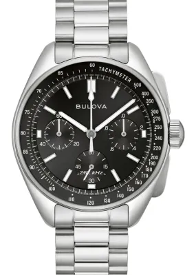 BULOVA GENTS LUNAR PILOT CHRONOGRAPH MOON WATCH STAINLESS 96K111