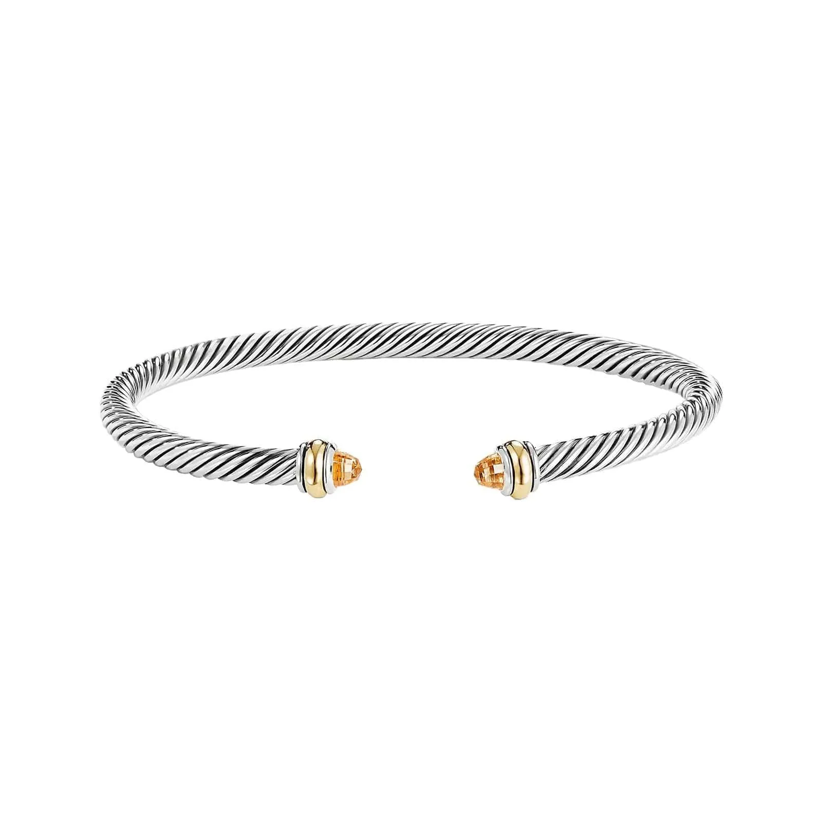 Cable Classic Bracelet in Citrine with 18K Yellow Gold (4mm)