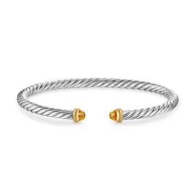 Cable Flex Bracelet in Sterling Silver with 14K Yellow Gold and Citrine, 4mm