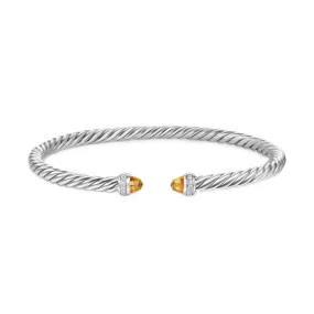 Cablespira® Flex Bracelet Sterling Silver with Citrine and Diamonds, 4mm