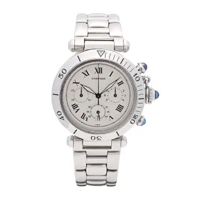 Cartier Pasha de Cartier Stainless Steel Silver Dial Chronograph 38mm Quartz (Preowned)