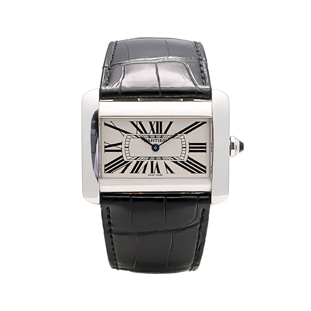 Cartier Tank Divan XL Watch Steel Case Black Strap 38 x 30mm (Preowned)