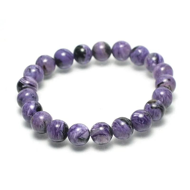 Charoite Stretch Bracelet 8mm, 12mm, 14mm