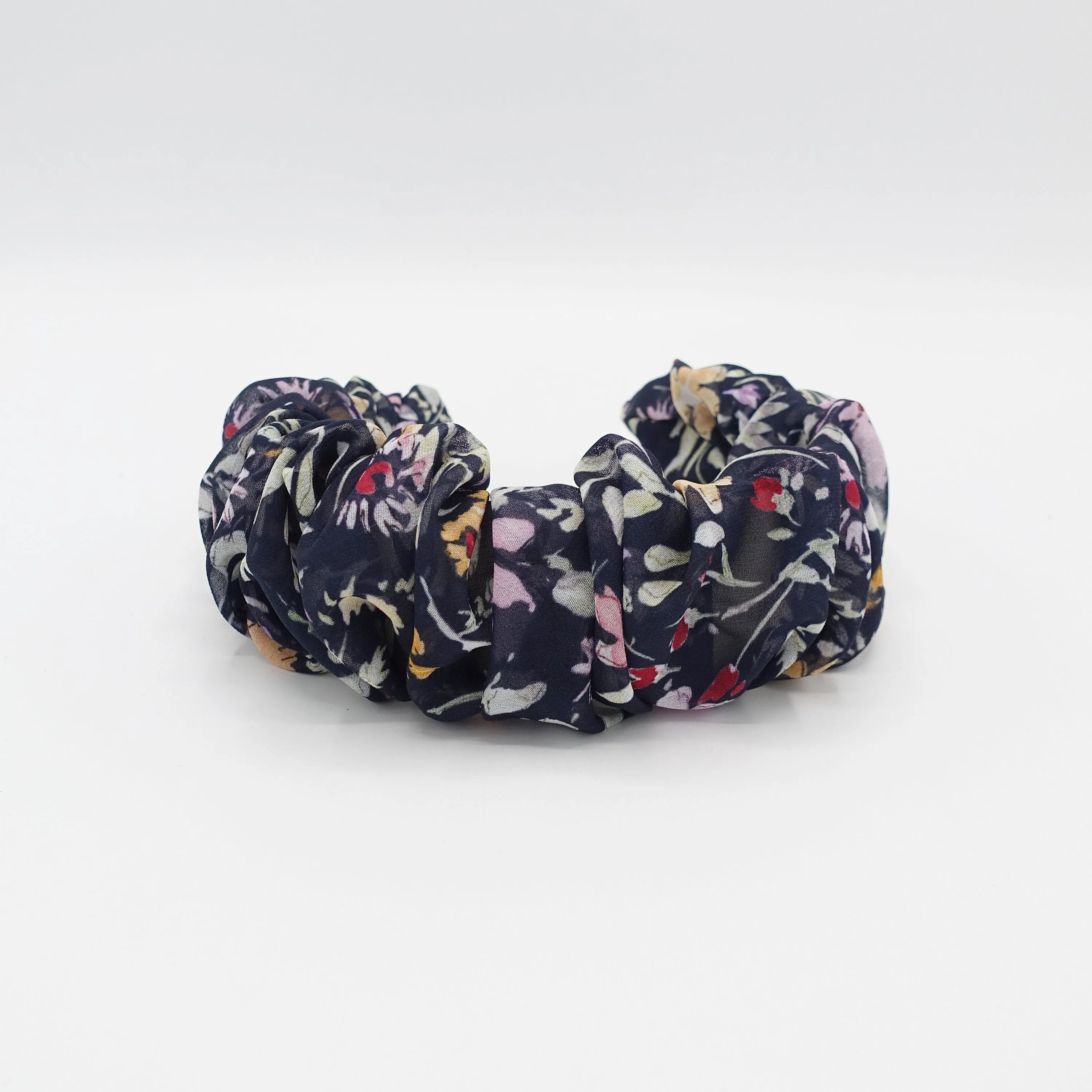 chiffon pleated headband floral hairband for women