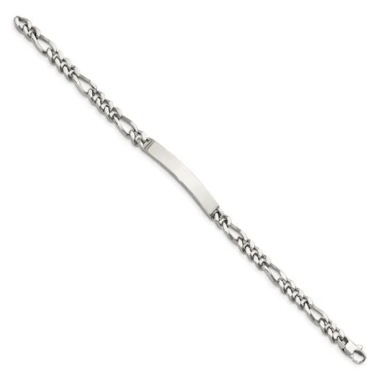 Chisel Stainless Steel Figaro Chain 8.25" ID Bracelet