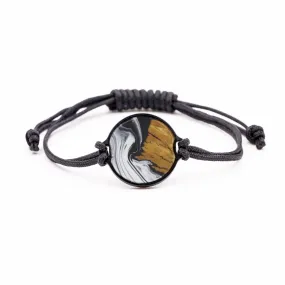 Circle Wood Resin Bracelet - Eamon (Black & White, 591026)