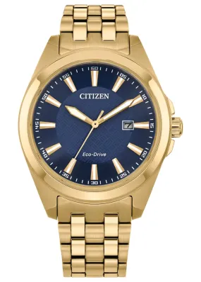 CITIZEN GENTS ECO-DRIVE BLUE DIAL GOLD BRACELET BM7532-54L