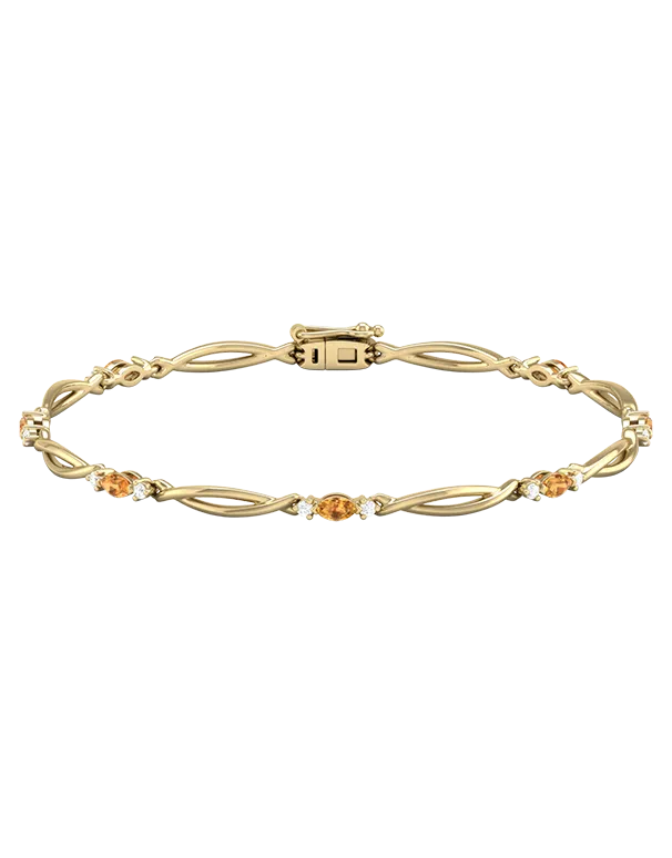 Citrine Bracelet - 10ct Yellow Gold Citrine & Diamond Bracelet - 787947