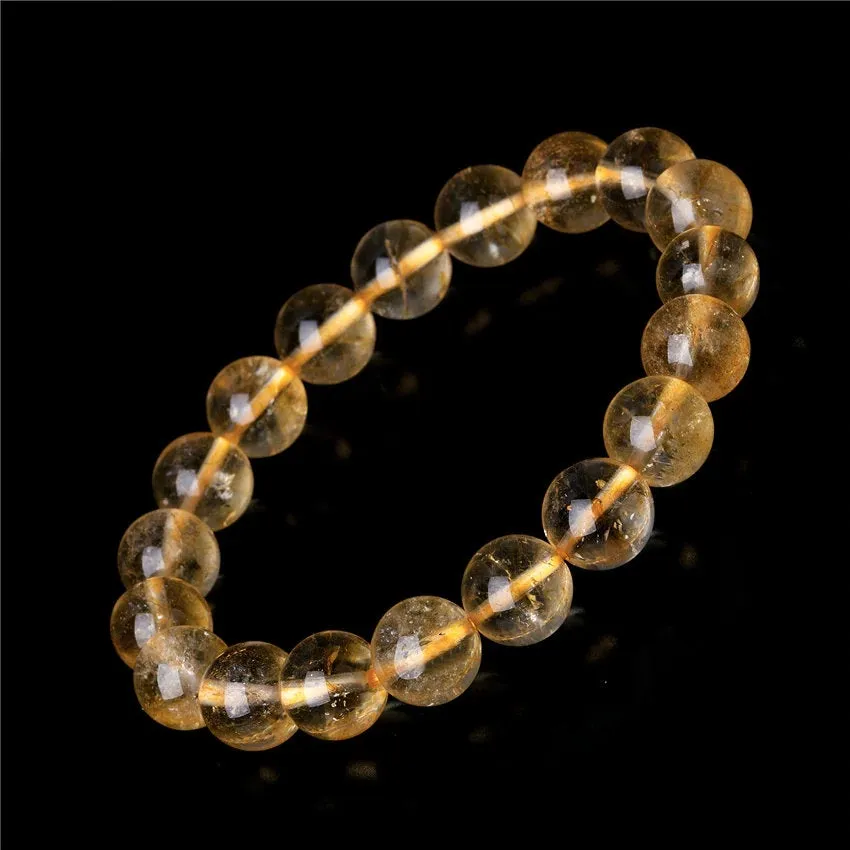 Citrine Bracelet Natural Citrine Stone Solar Plexus Chakra Meditation Bracelet Yoga Bracelet Gemstone Bracelet Stretch Cord Beaded Mala