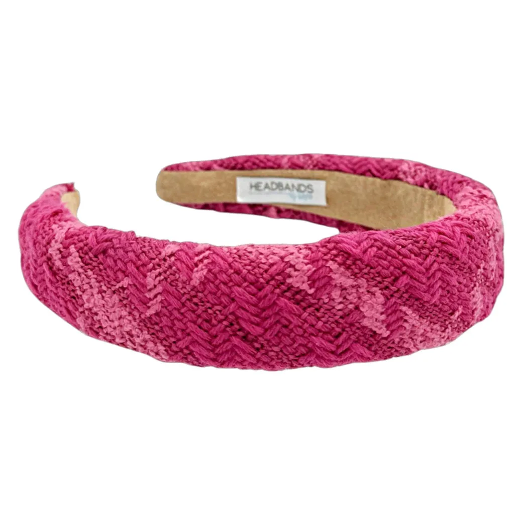 Classic Padded Headband - Hot Pink Checked Woven by Headbands of Hope