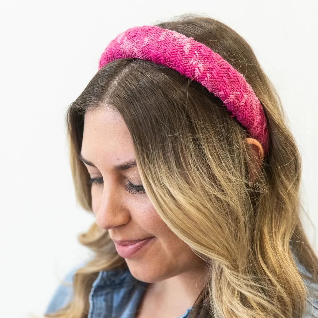 Classic Padded Headband - Hot Pink Checked Woven by Headbands of Hope