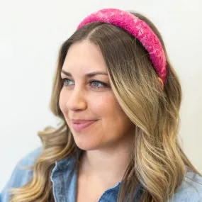 Classic Padded Headband - Hot Pink Checked Woven by Headbands of Hope