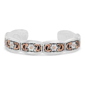 Classic Rose Gold Flower Swirl Cuff Bracelet