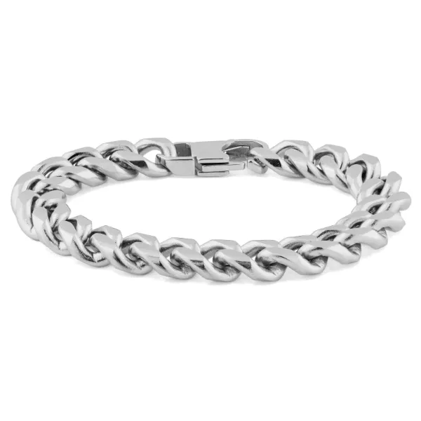 Classy Men 12mm Silver-Toned Chain Bracelet