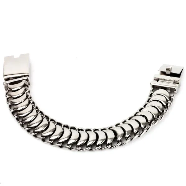 Classy Men Polished Stainless Steel Link Chain Bracelet