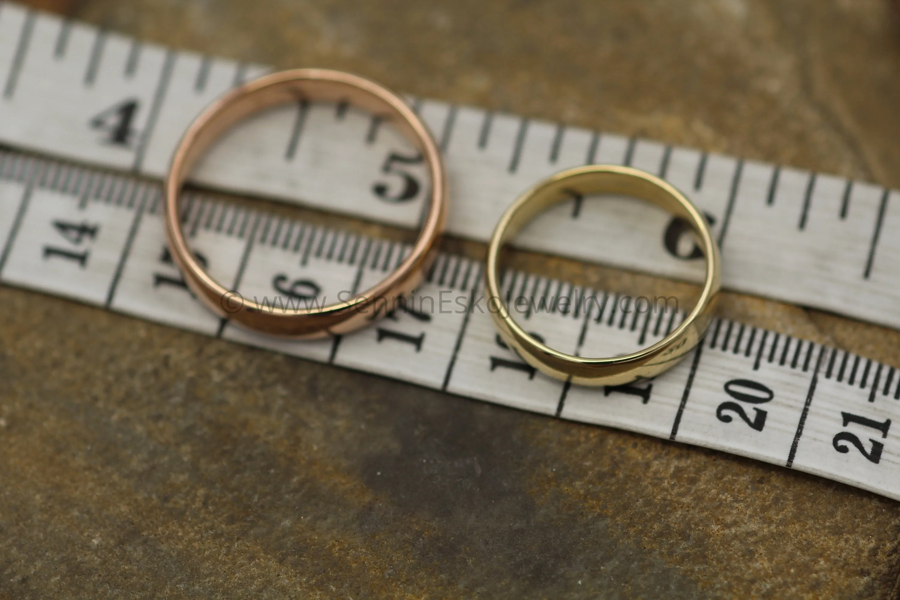 Comfort Fit Yellow and Rose Gold Recycled Wedding Ring SET