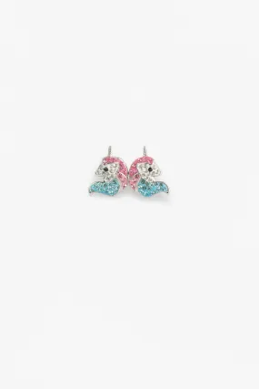 Crystal Unicorn Sterling Silver Stud Earrings