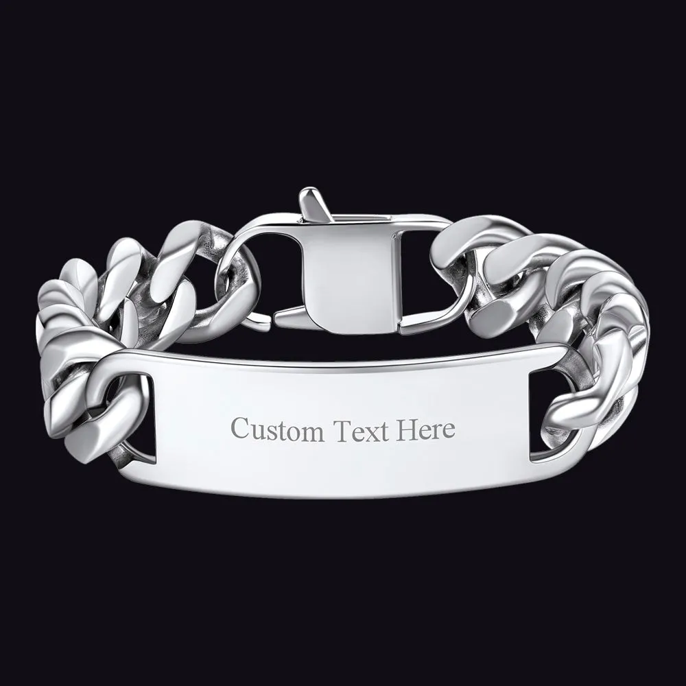 Customized Engraved Cuban Chain Link Bracelet Gift For Men