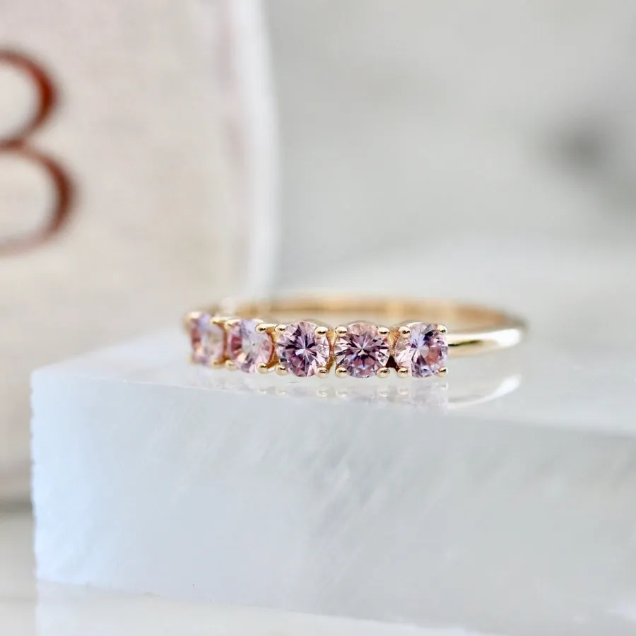 Deja Vu Pink Round Brilliant Cut Sapphire Band