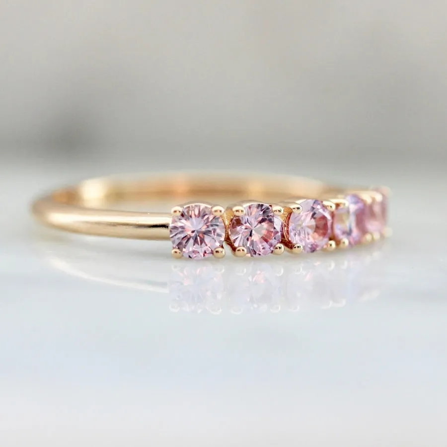 Deja Vu Pink Round Brilliant Cut Sapphire Band