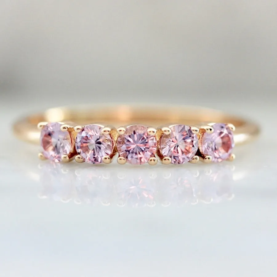 Deja Vu Pink Round Brilliant Cut Sapphire Band