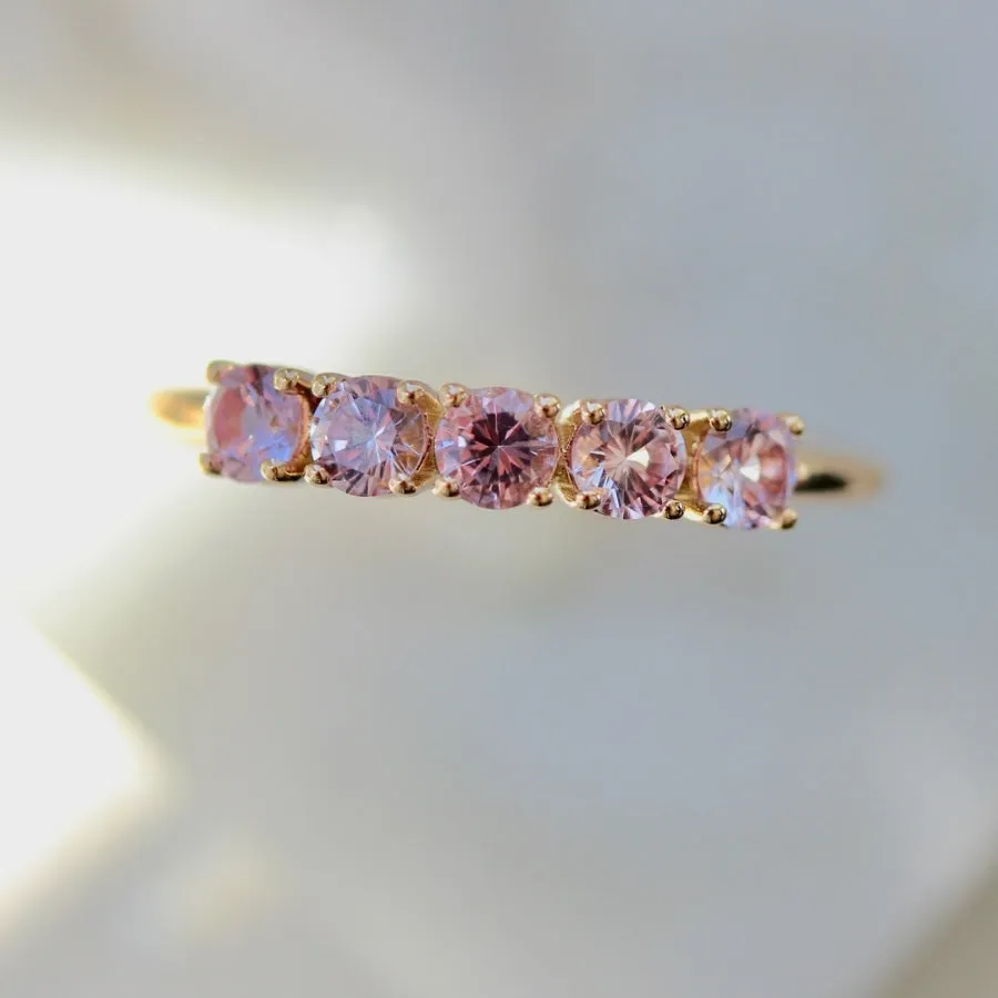 Deja Vu Pink Round Brilliant Cut Sapphire Band