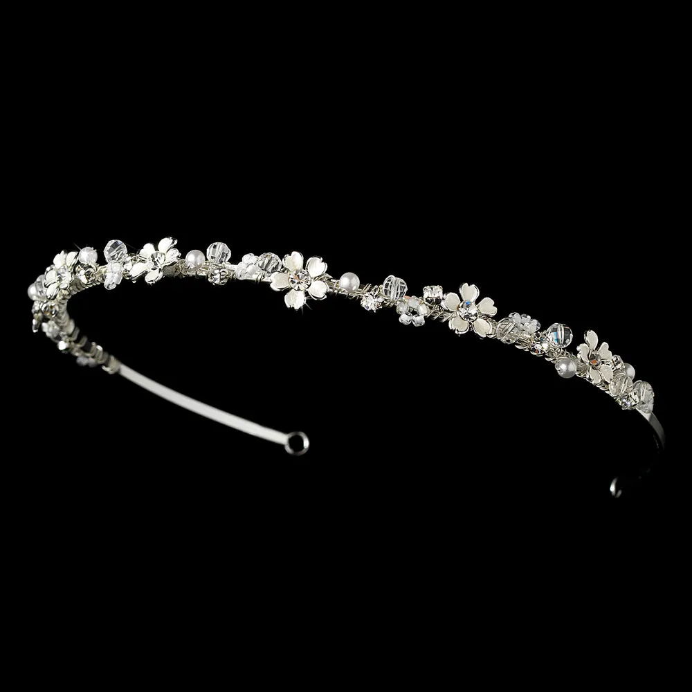 Delicate Pearl & Crystal Silver or Gold Bridal Headband