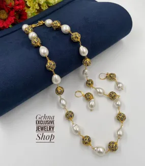 Designer Beaded White Pearls Beads Necklace For Woman