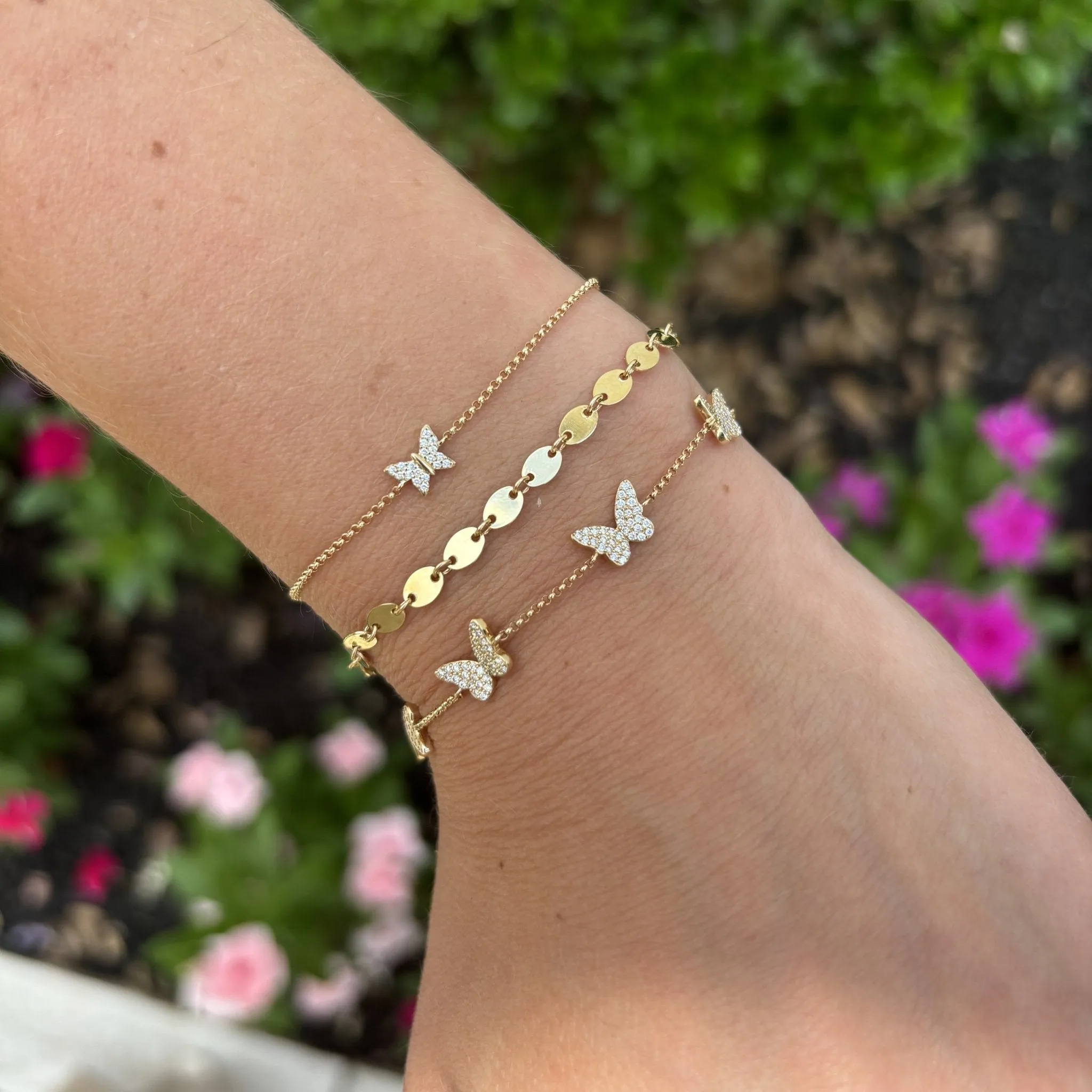 Diamond Butterfly Station Bracelet