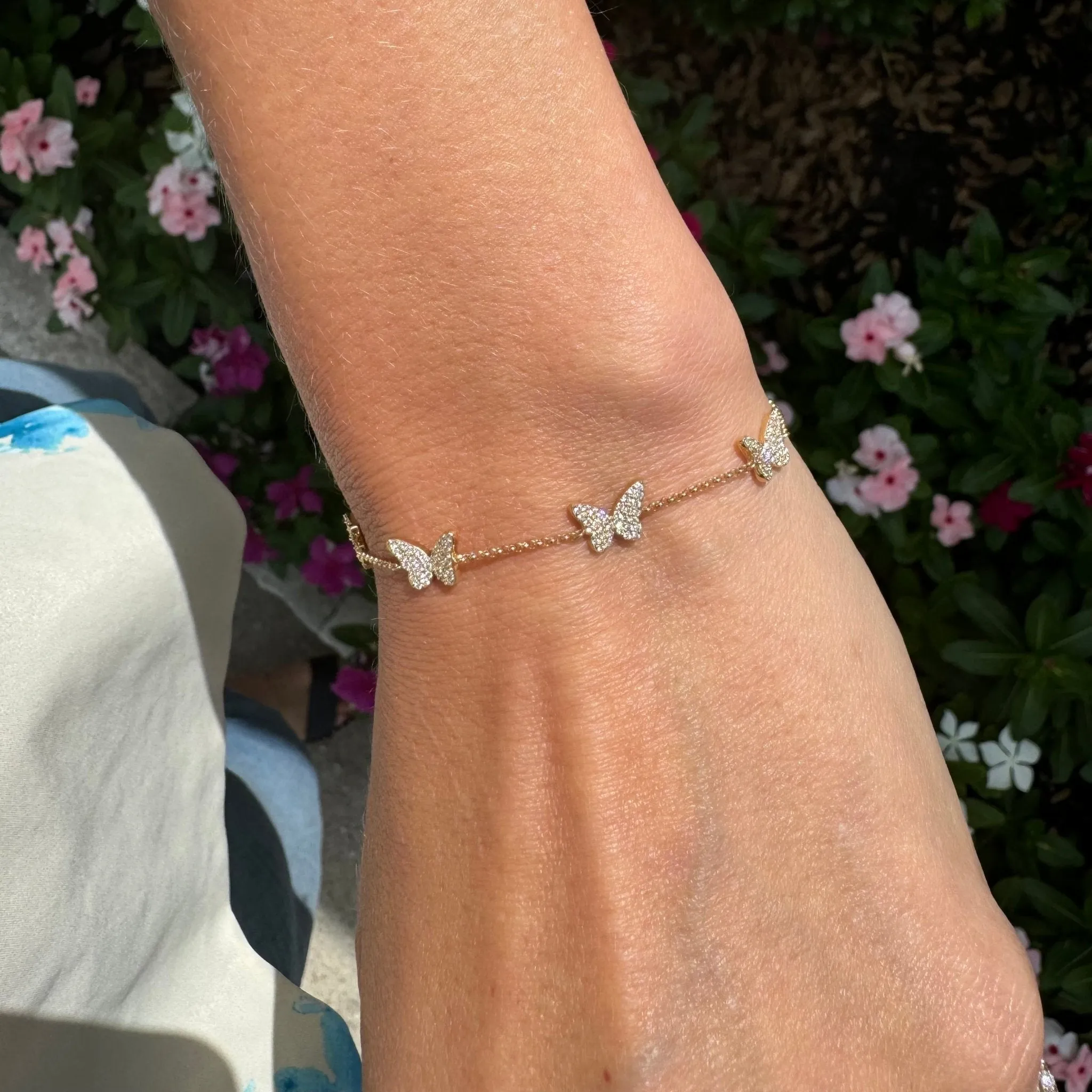 Diamond Butterfly Station Bracelet