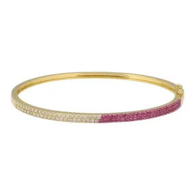 Diamond Rhodium Gemstone Bangle