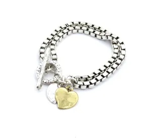 Double Box Chain Hearts Bracelet