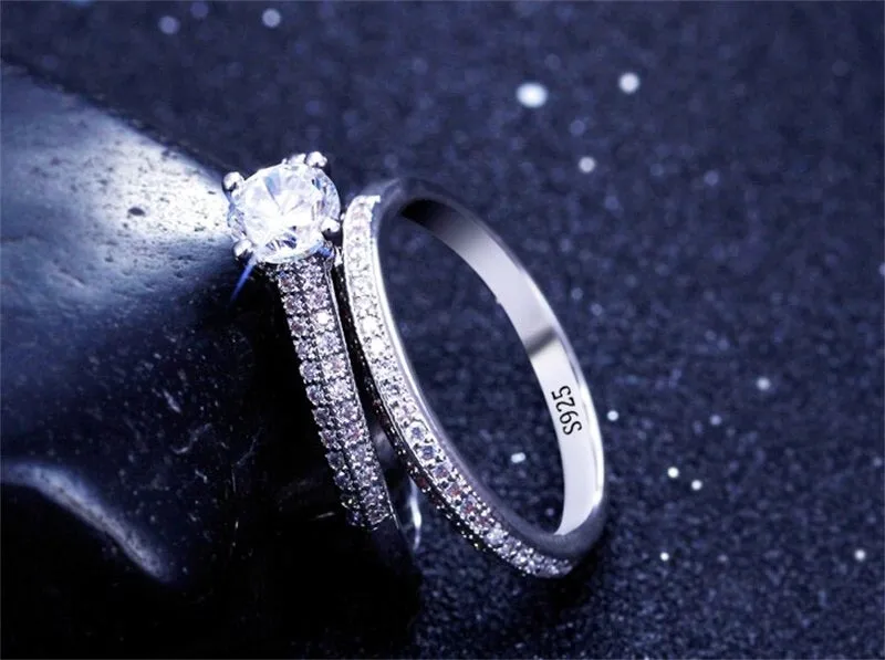 Double Stackable Design Wedding Engagement Ring