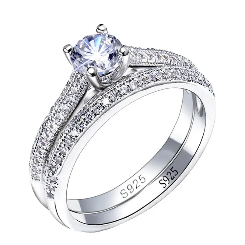 Double Stackable Design Wedding Engagement Ring