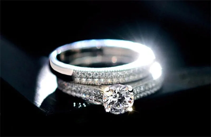 Double Stackable Design Wedding Engagement Ring