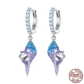 Dreamy Gradual Blue Conch Earrings