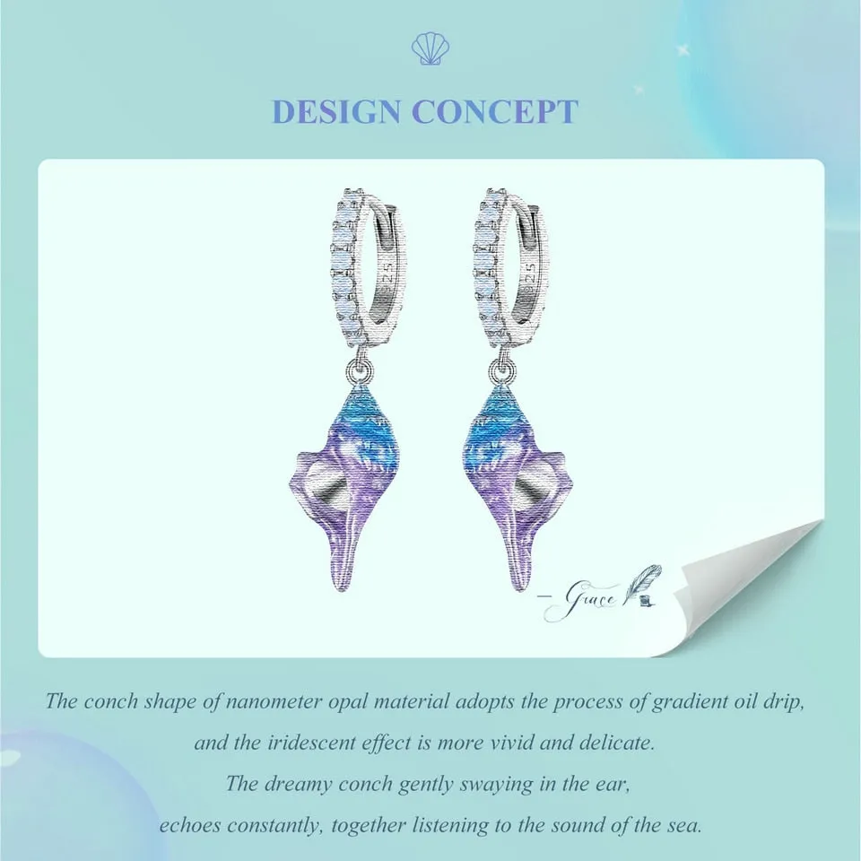 Dreamy Gradual Blue Conch Earrings