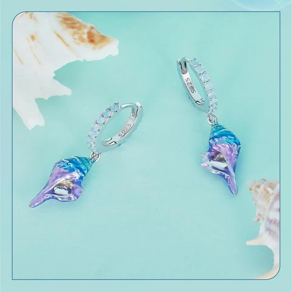 Dreamy Gradual Blue Conch Earrings