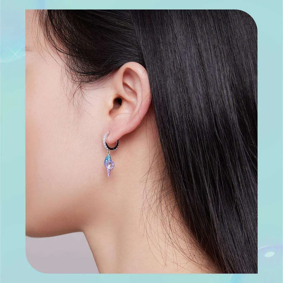 Dreamy Gradual Blue Conch Earrings