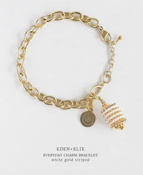 EDEN   ELIE Everyday Gold Charm Bracelet  - white gold striped