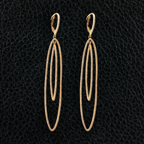 Elongated Oval Dangle Earrings